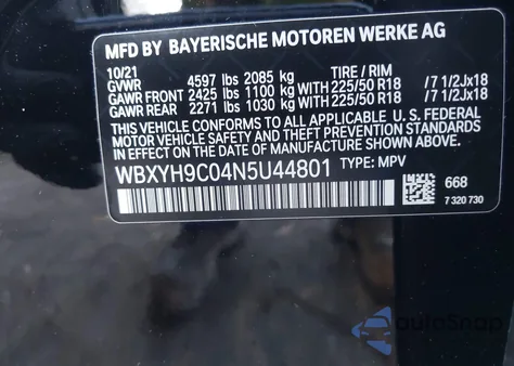 2022 BMW X2 Sdrive28I z USA, uszkodzony, nr VIN WBXYH9C04N5U44801